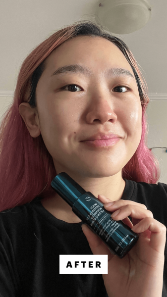 Han after applying the Allies of Skin Multi Peptides GF Advanced Lifting Serum